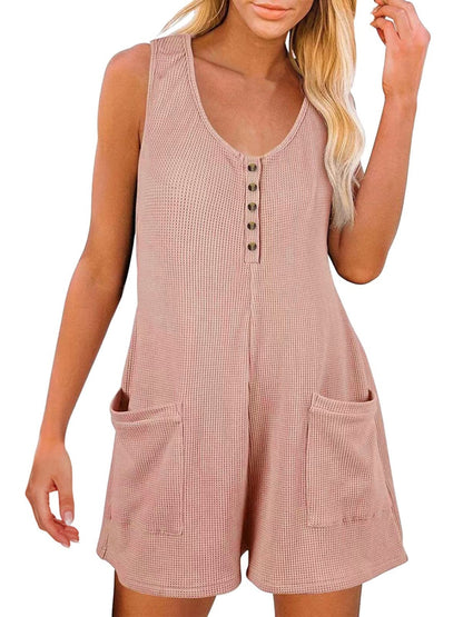 Full Size Pocketed Scoop Neck Sleeveless Romper-Angel Casuals