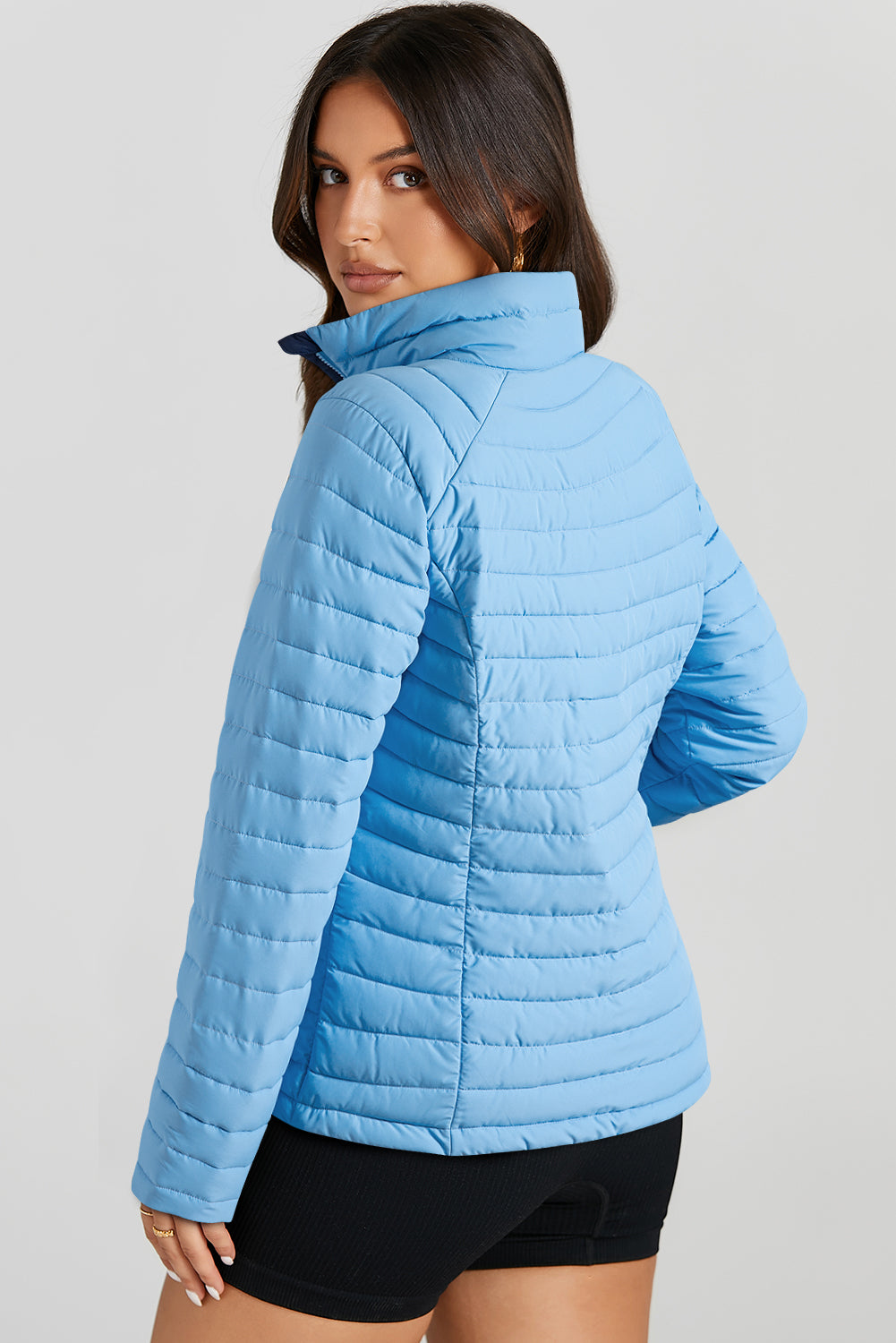 Turtleneck Zip Up Long Sleeve Jacket-Angel Casuals