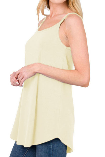 Full Size Spaghetti Strap V-Neck Flowy Tunic Cami-Angel Casuals