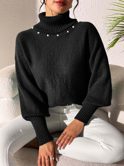 Turtleneck Long Sleeve Sweater-Angel Casuals