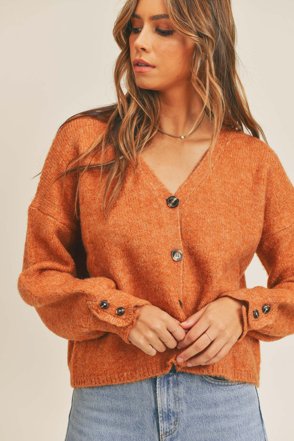 MABLE Long Sleeve Button Down Sweater Cardigan-Angel Casuals