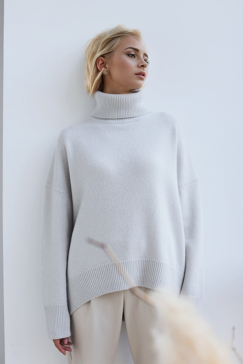 Basic Bae Turtleneck Dropped Shoulder Long Sleeve Sweater-Angel Casuals