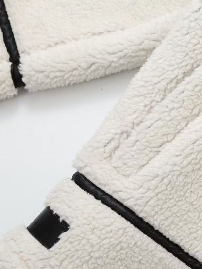 Zip Up Long Sleeve Sherpa Jacket-Angel Casuals