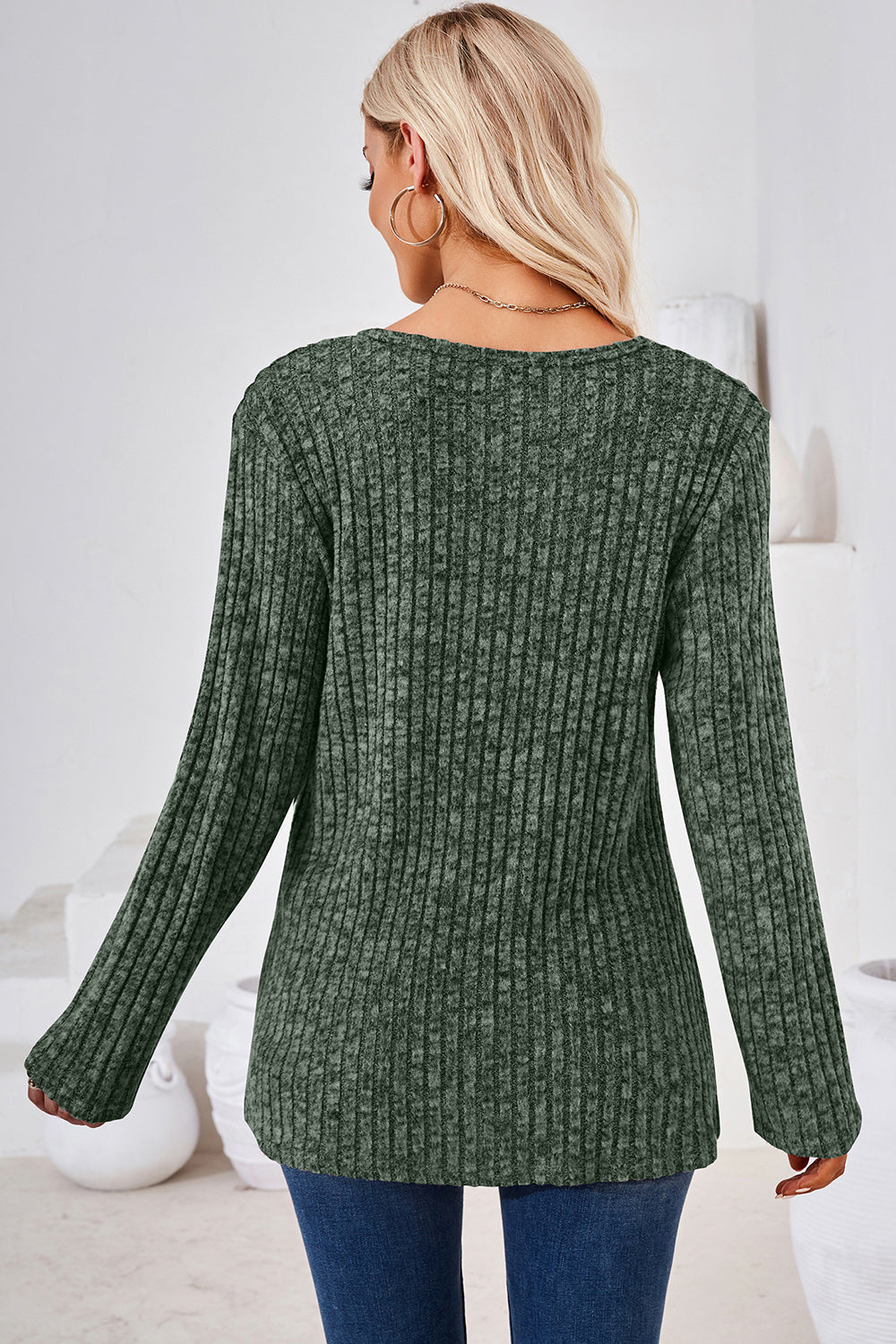 Round Neck Long Sleeve T-Shirt-Angel Casuals