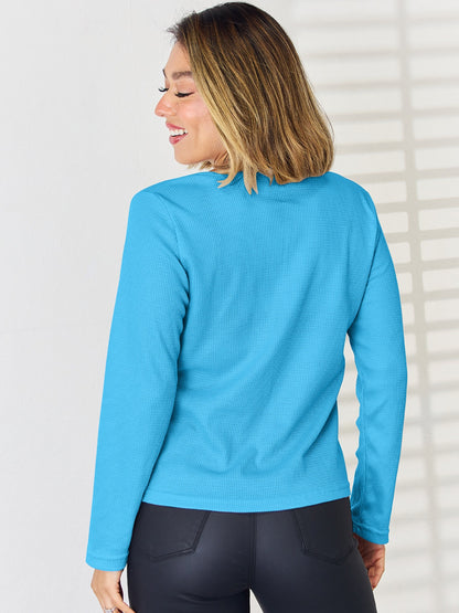 Notched Long Sleeve T-Shirt-Angel Casuals