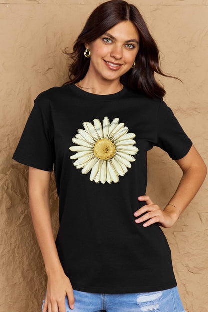 Simply Love Full Size FLOWER Graphic Cotton Tee-Angel Casuals