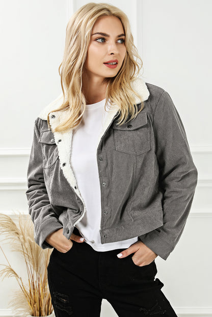 Snap Down Collared Jacket-Angel Casuals