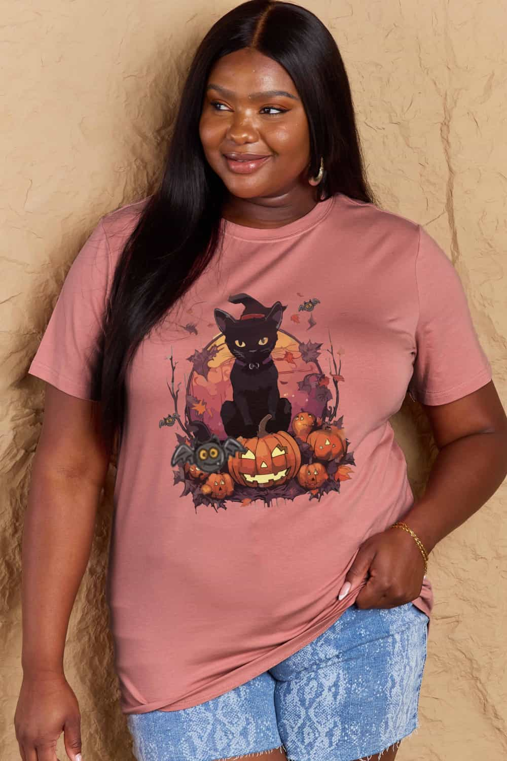 Simply Love Full Size Halloween Theme Graphic T-Shirt-Angel Casuals