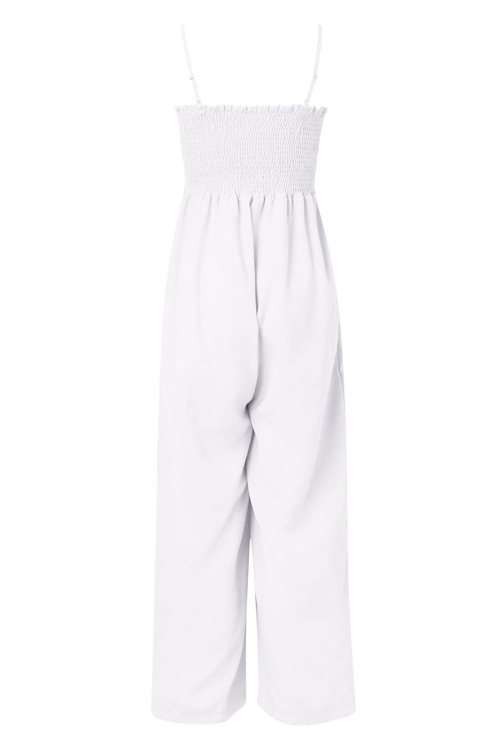 Smocked Spaghetti Strap Wide Leg Jumpsuit-Angel Casuals