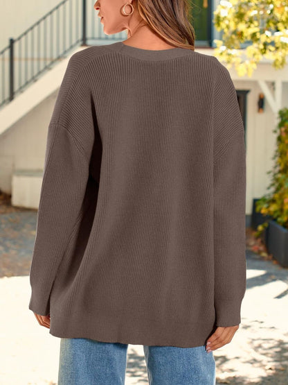 Button Down Long Sleeve Cardigan-Angel Casuals
