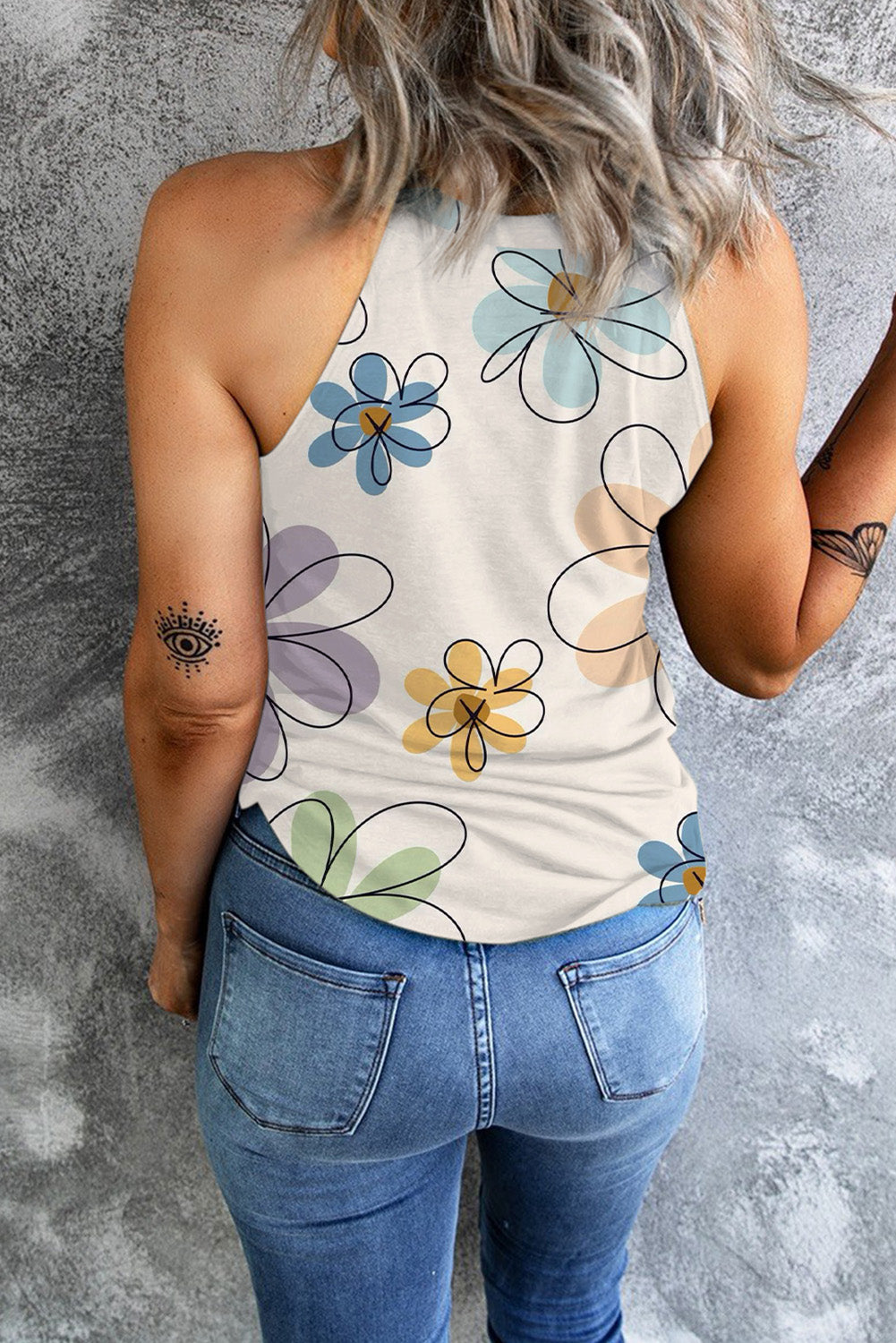 Printed Round Neck Tank-Angel Casuals