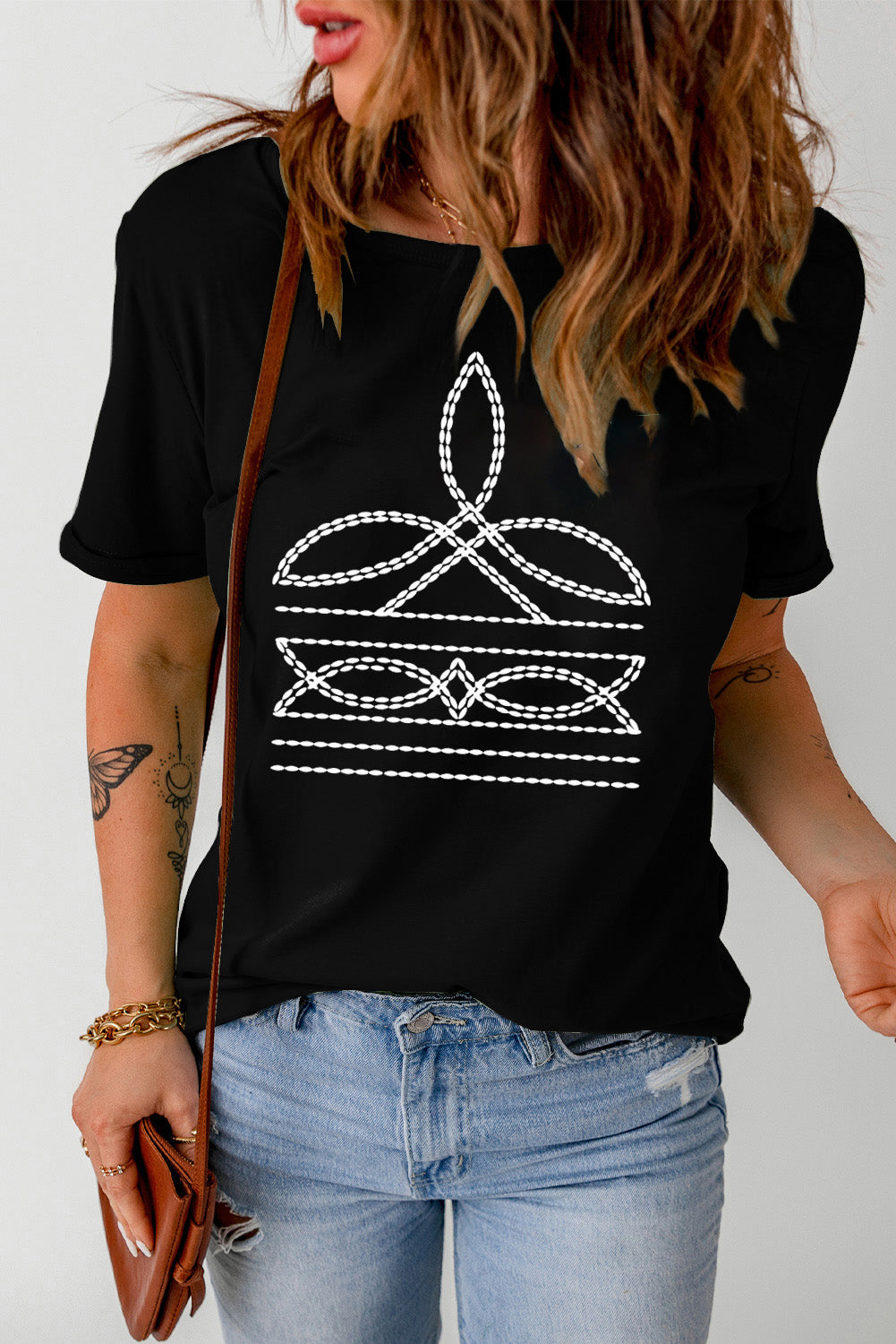 Graphic Round Neck Short Sleeve T-Shirt-Angel Casuals