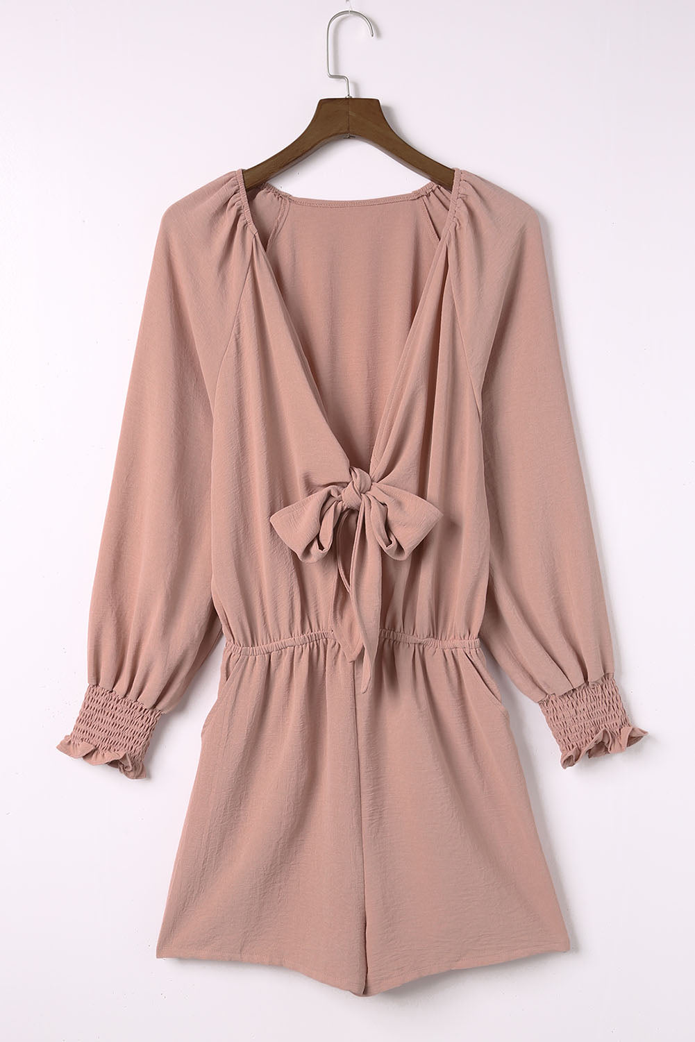 Tied Flounce Sleeve Plunge Romper-Angel Casuals