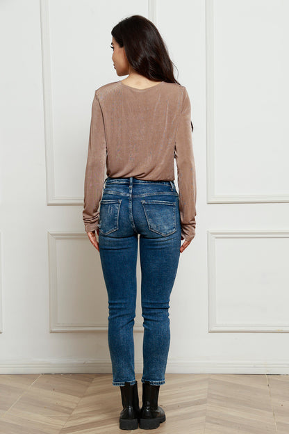 V-Neck Long Sleeve Bodysuit-Angel Casuals