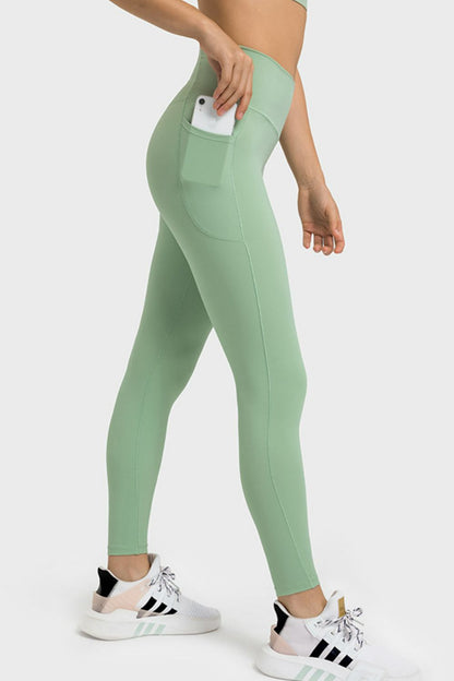 V-Waist Yoga Leggings with Pockets-Angel Casuals