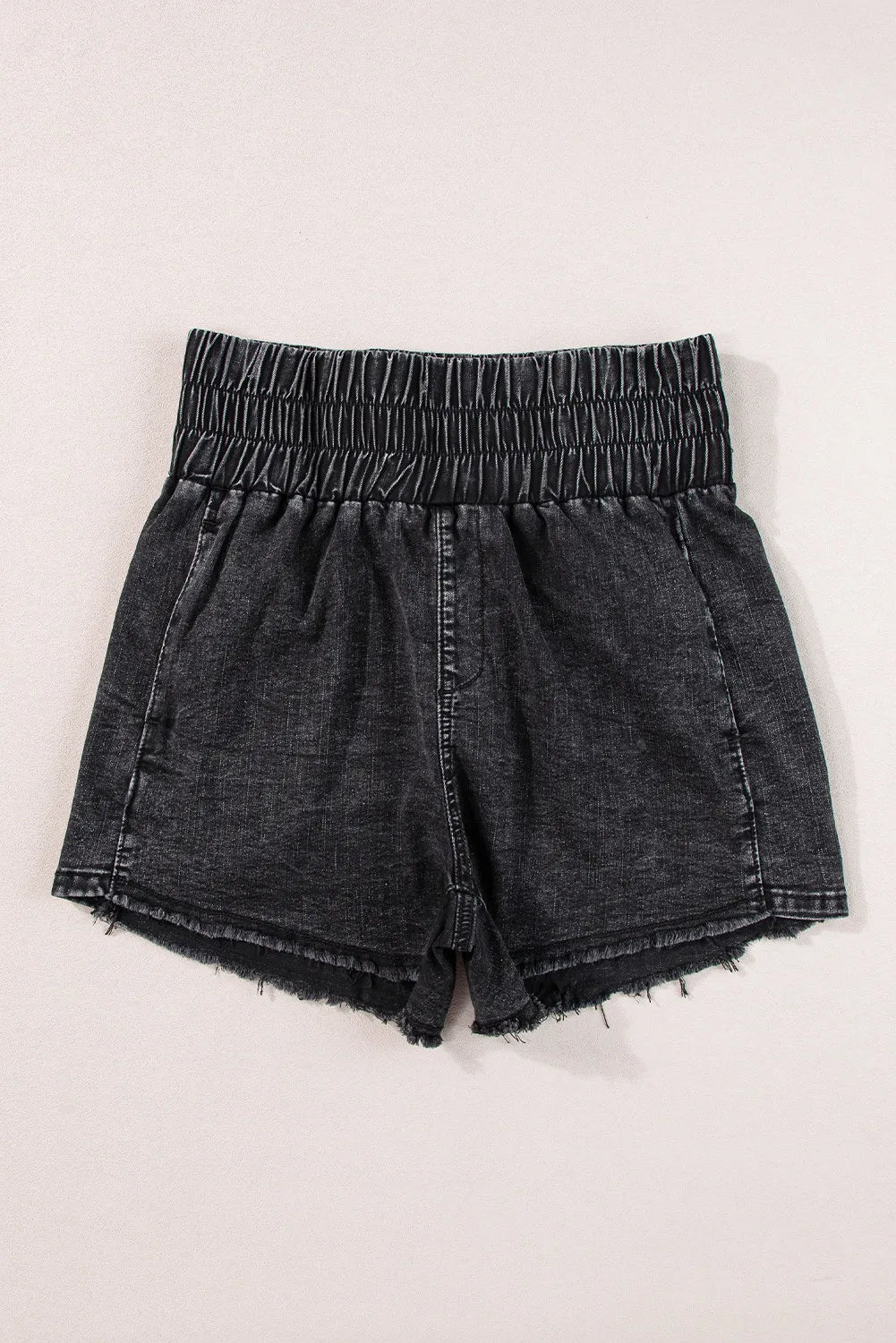 High Waist Raw Hem Denim Shorts-Angel Casuals