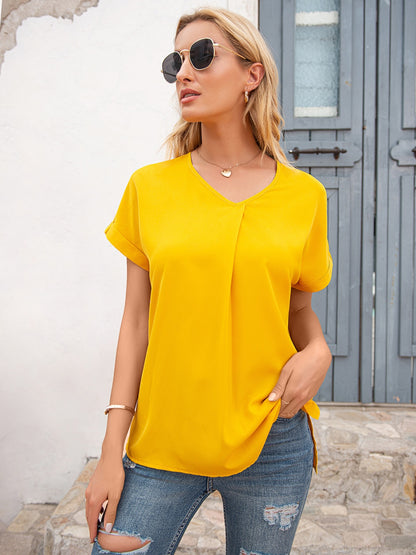V-Neck Short Sleeve T-Shirt-Angel Casuals