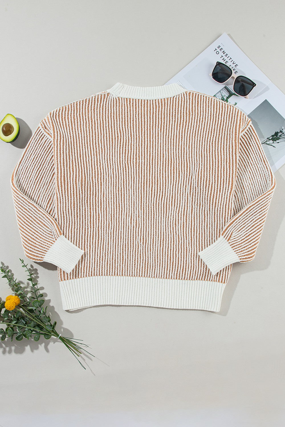 Round Neck Dropped Shoulder Sweater-Angel Casuals