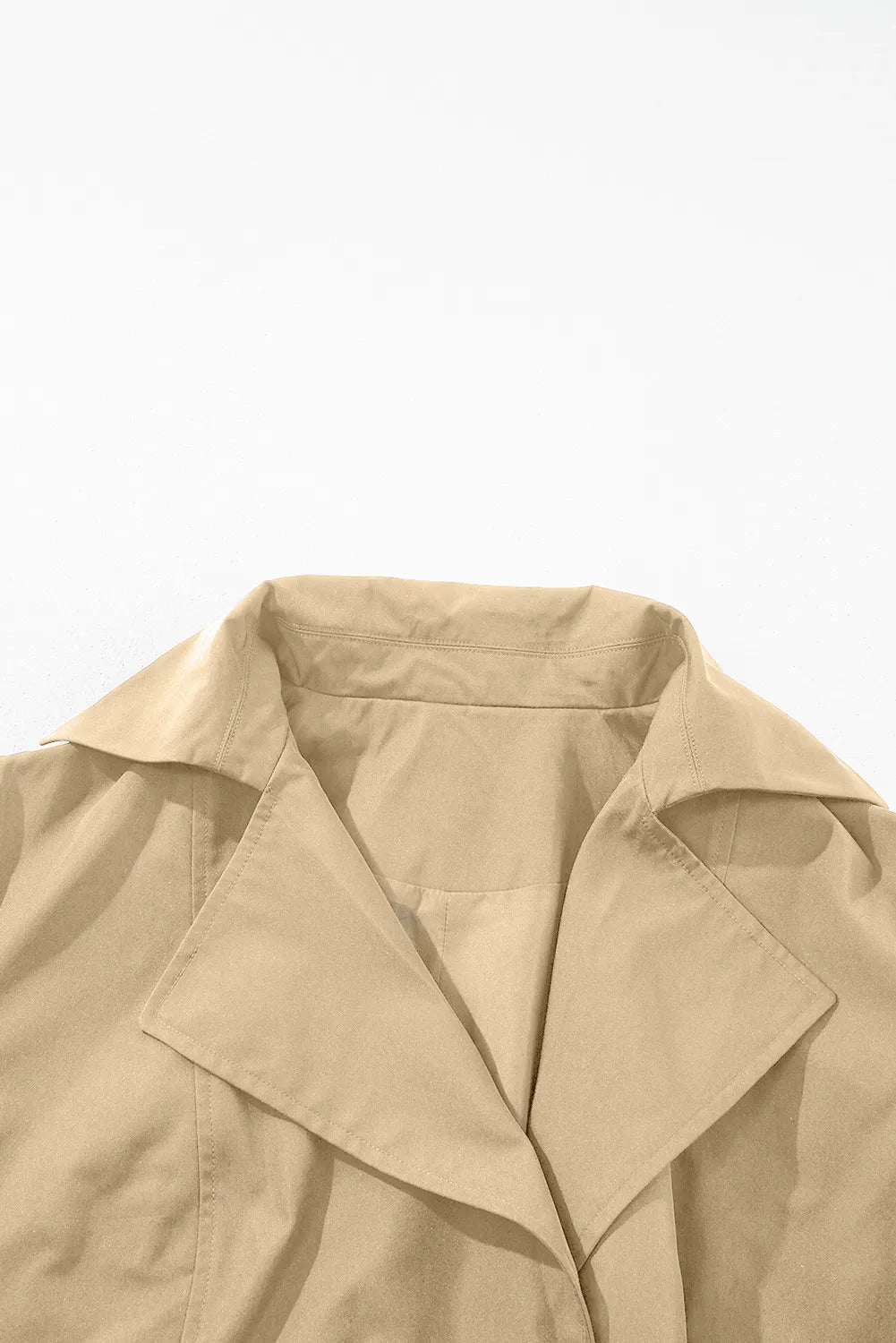 Collared Neck Tie Waist Buttoned Long Sleeve Trench Coat-Angel Casuals