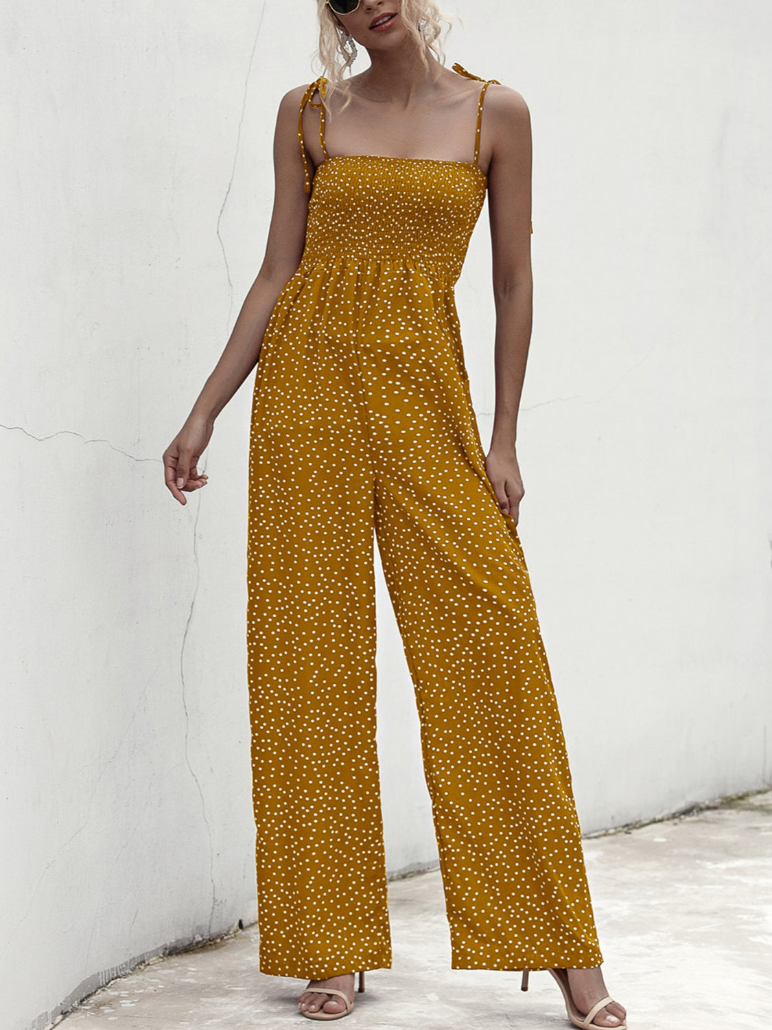 Square Neck Spaghetti Strap Jumpsuit-Angel Casuals