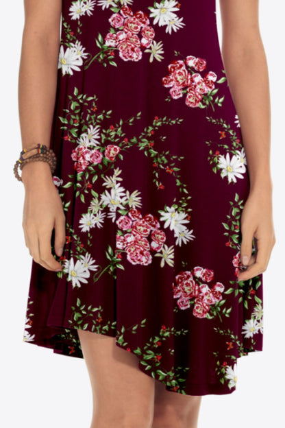 Floral Round Neck Short Sleeve Dress-Angel Casuals