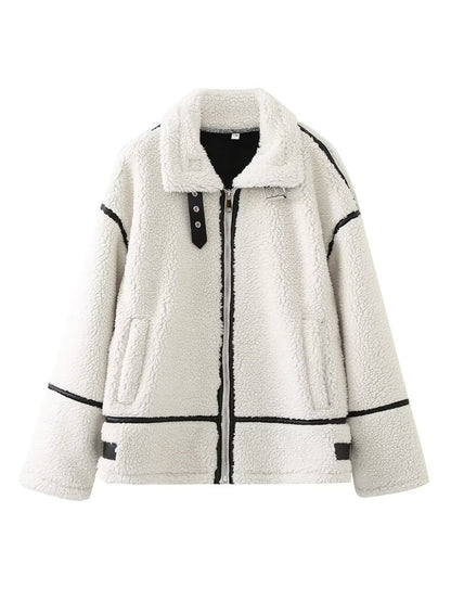 Zip Up Long Sleeve Sherpa Jacket-Angel Casuals