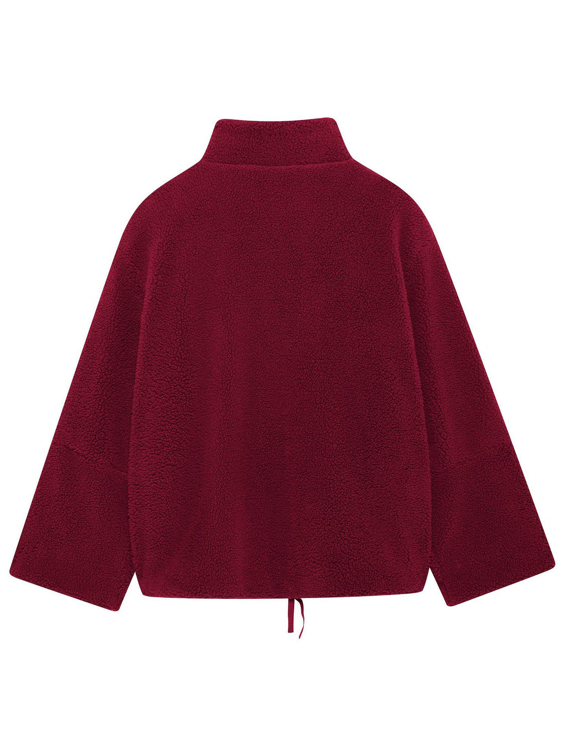 Turtleneck Zip Up Long Sleeve Plush Jacket-Angel Casuals