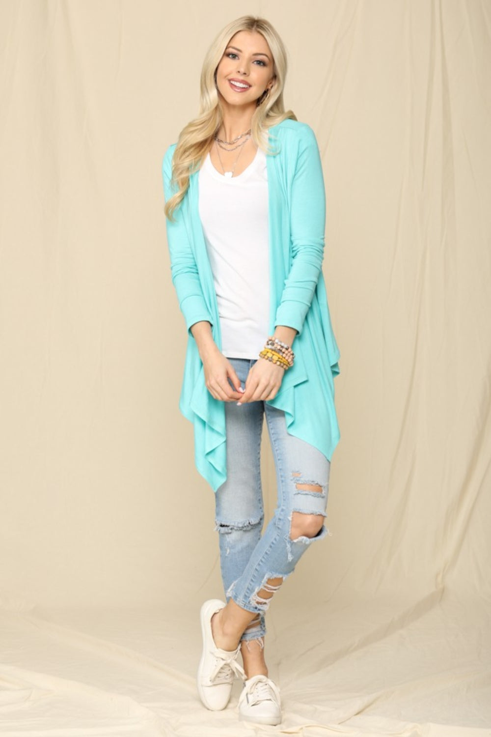 Celeste Full Size Open Front Knit Cardigan-Angel Casuals