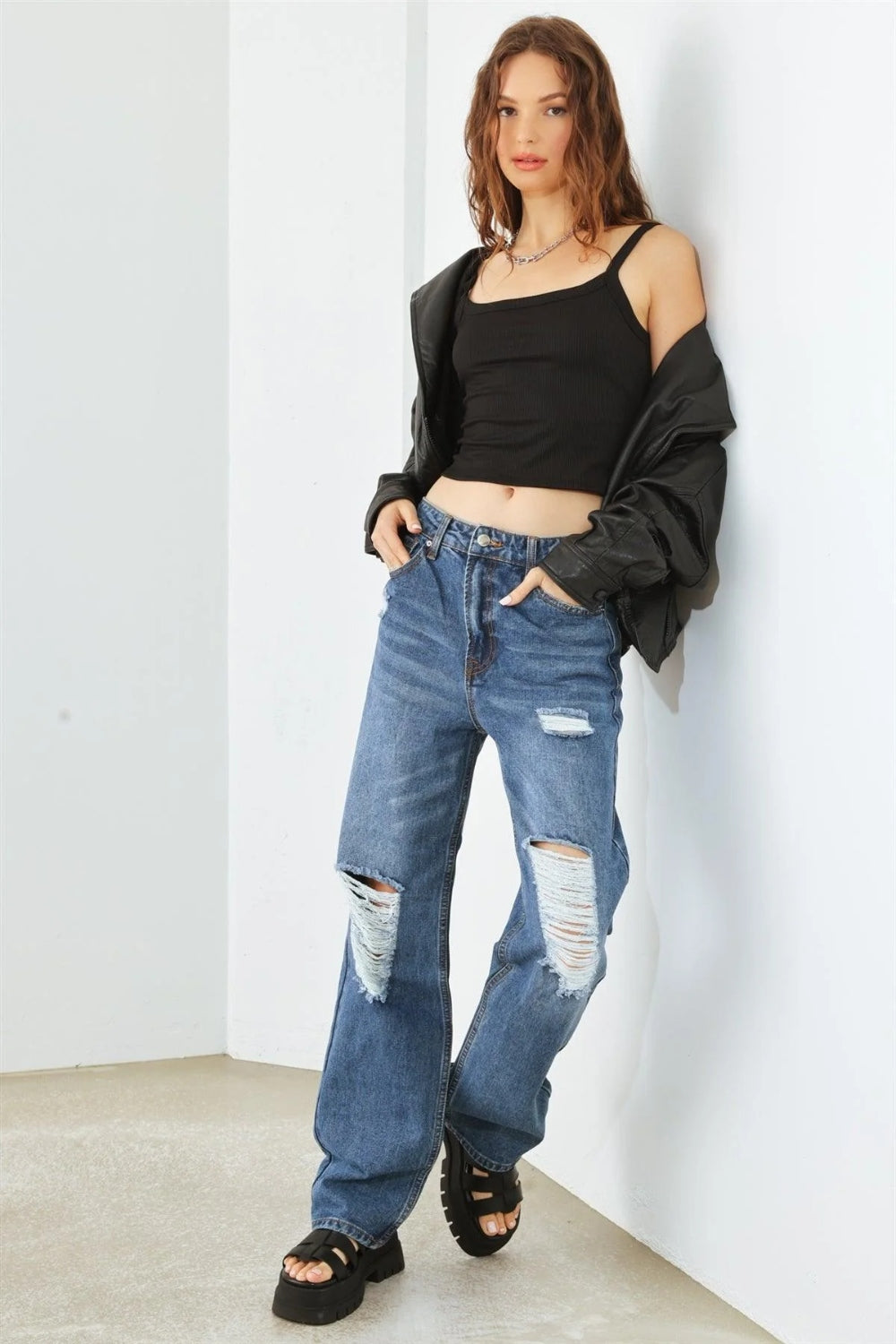 HAMMER COLLECTION Distressed High Waist Jeans-Angel Casuals