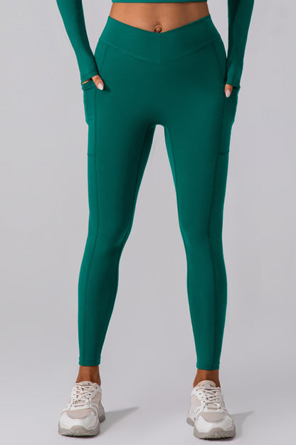 High Waist Active Leggings with Pockets-Angel Casuals