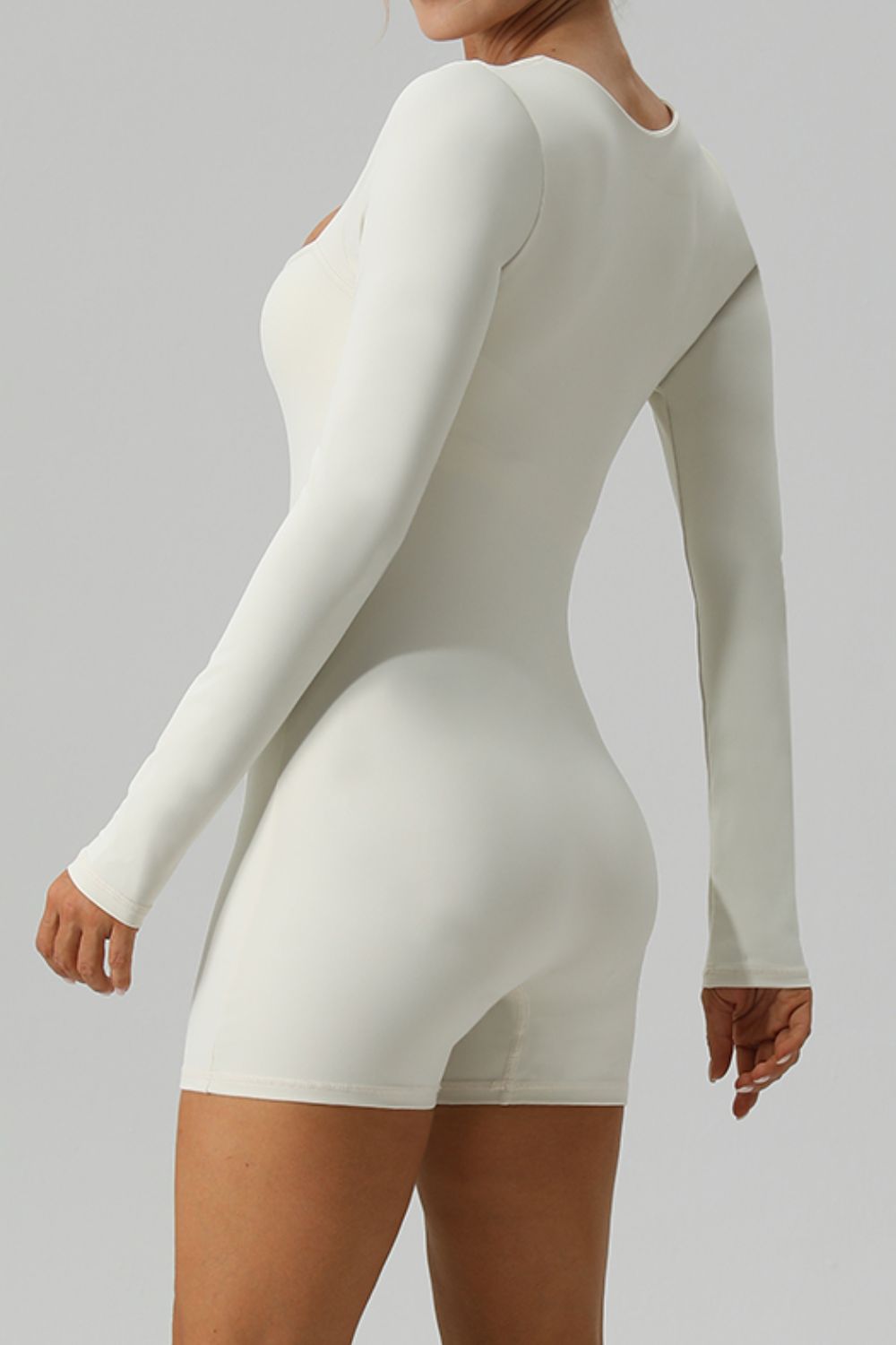 Square Neck Long Sleeve Active Romper-Angel Casuals