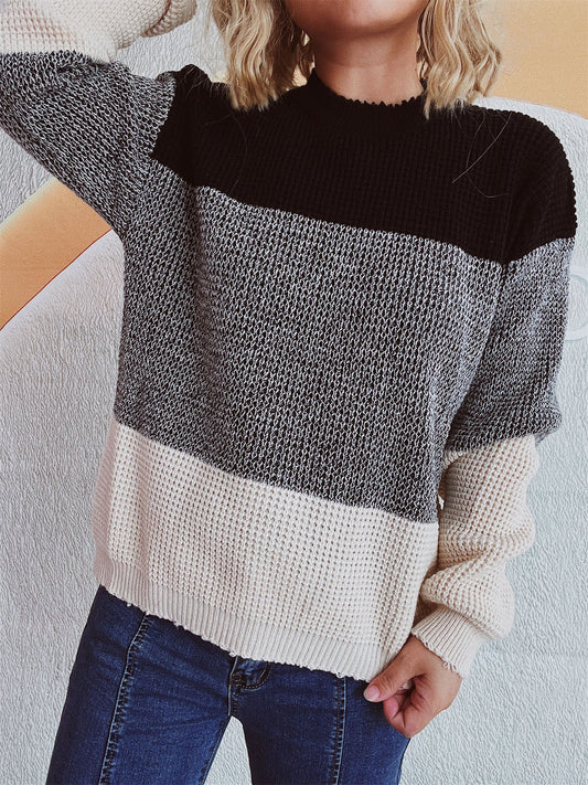 Color Block Long Sleeve Sweater-Angel Casuals