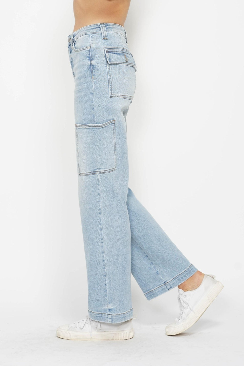 Judy Blue Full Size High Waist Straight Cargo Jeans-Angel Casuals