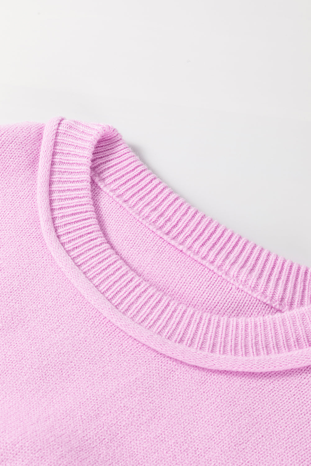 Roll Hem Ribbed Detail Drop Shoulder Sweater-Angel Casuals