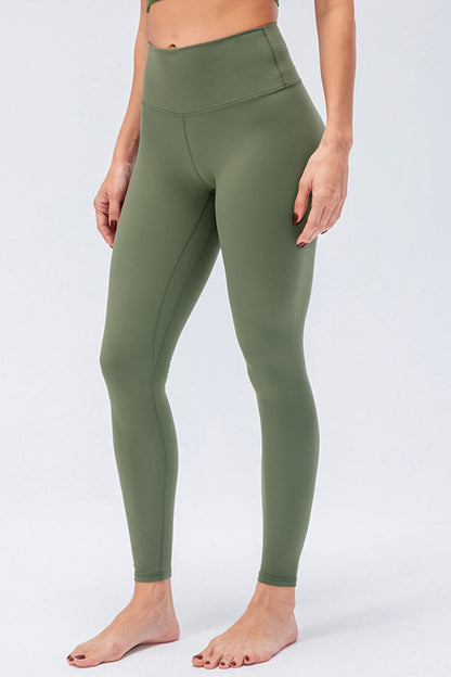 Wide Waistband Slim Fit Active Leggings-Angel Casuals