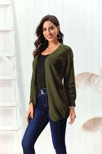 Open Front Long Sleeve Cardigan-Angel Casuals