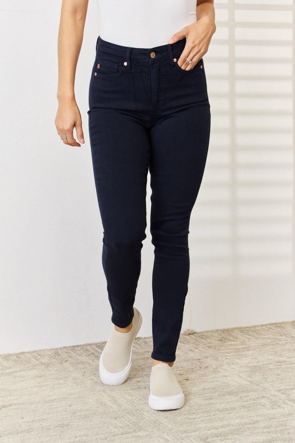 Judy Blue Full Size Garment Dyed Tummy Control Skinny Jeans-Angel Casuals