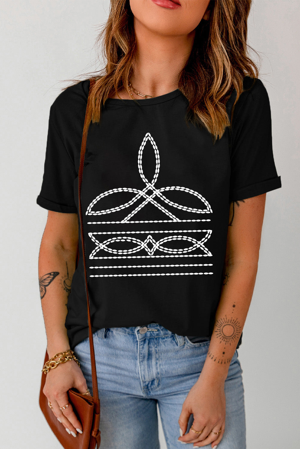 Graphic Round Neck Short Sleeve T-Shirt-Angel Casuals