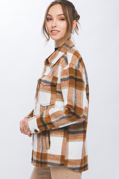 Love Tree Plaid Button Up Shacket-Angel Casuals