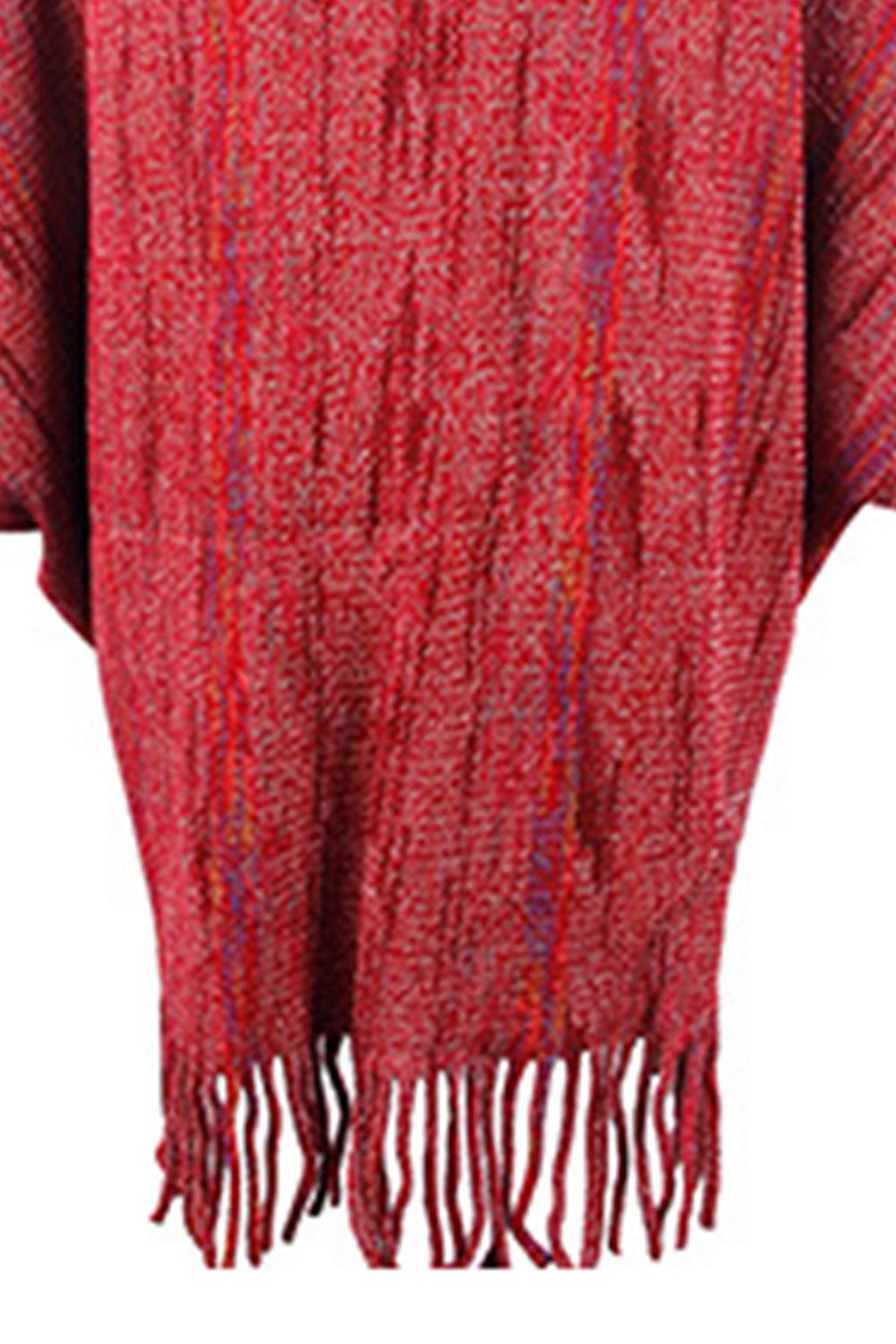 Fringe Detail Printed Poncho-Angel Casuals