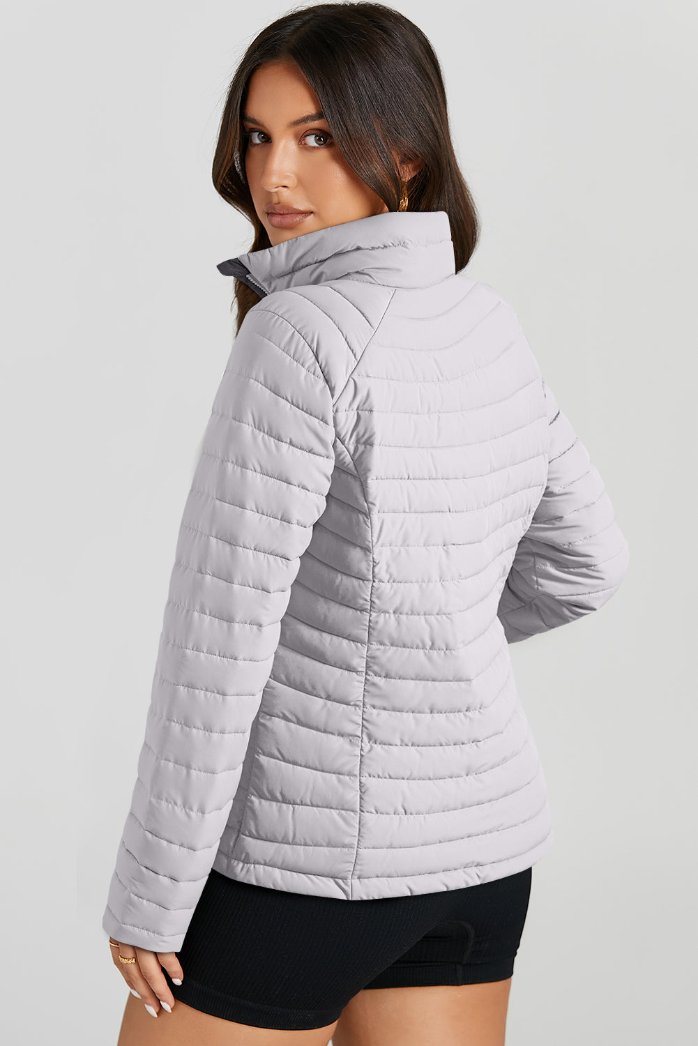 Turtleneck Zip Up Long Sleeve Jacket-Angel Casuals
