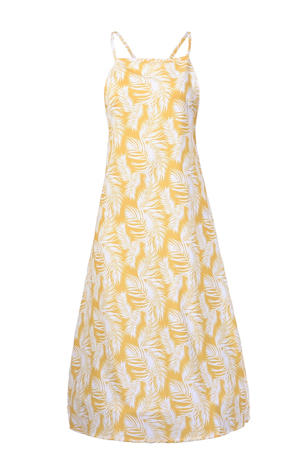 Slit Crisscross Printed Sleeveless Cami Dress-Angel Casuals