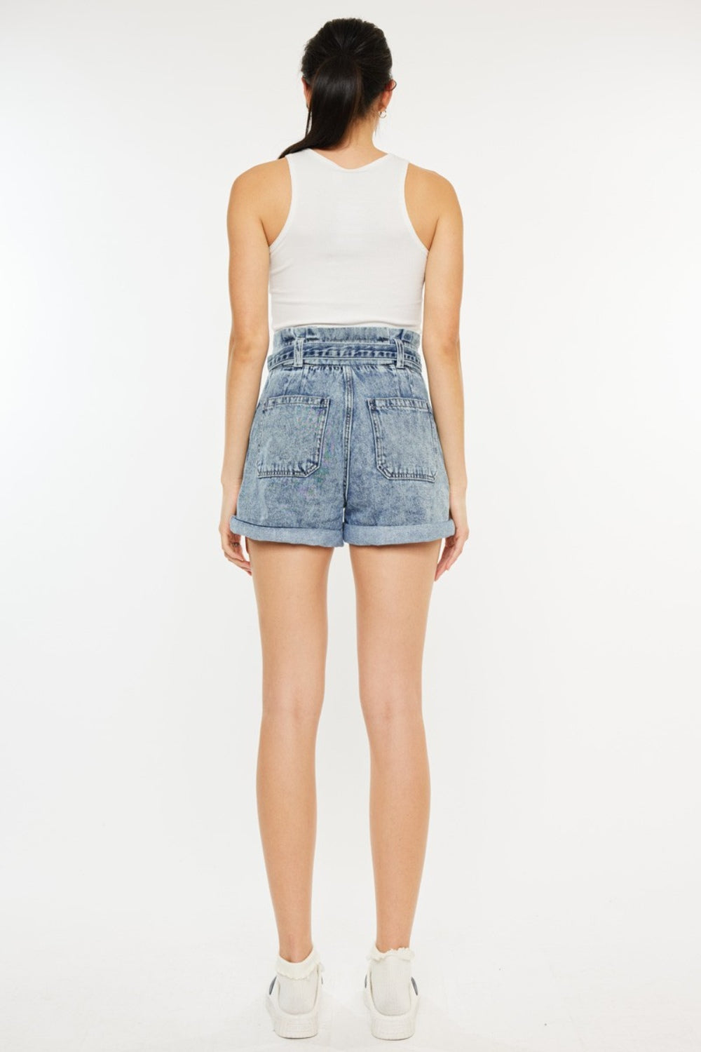 Kancan Ultra High Rise Paperbag Denim Shorts-Angel Casuals