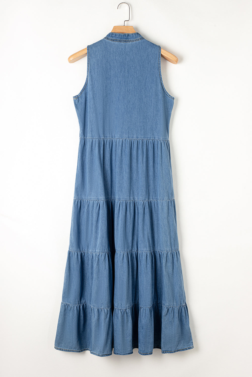 Tie Neck Sleeveless Denim Dress-Angel Casuals