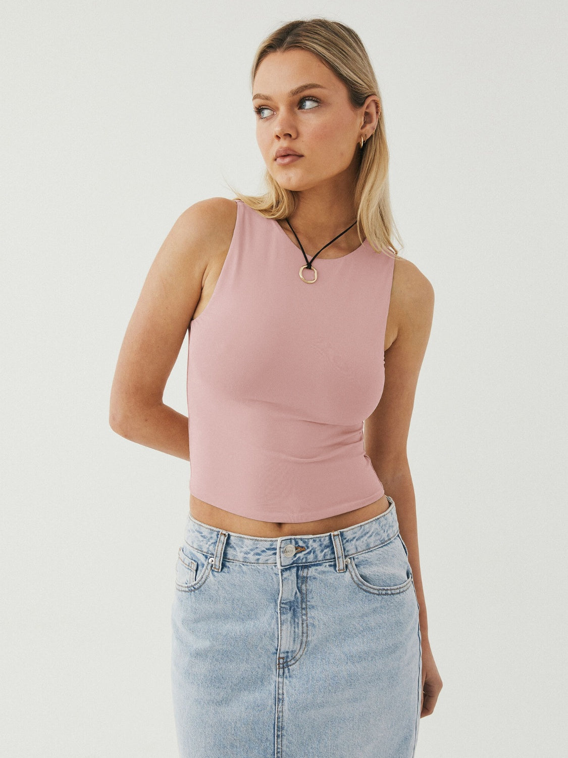 Round Neck Cropped Tank-Angel Casuals