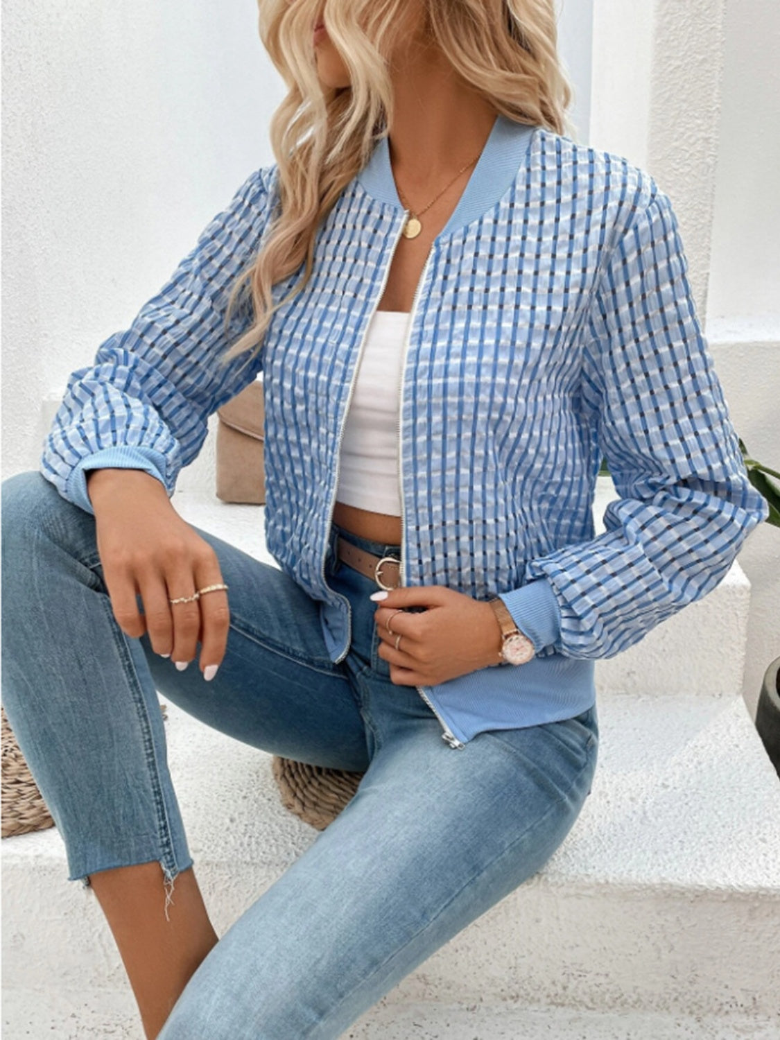 Zip Up Long Sleeve Jacket-Angel Casuals