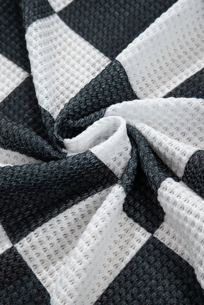 Checkered Open Front Long Sleeve Cover Up-Angel Casuals