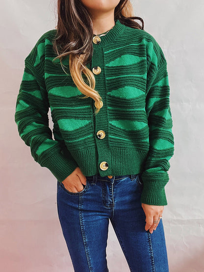 Color Block Button Front Cardigan-Angel Casuals