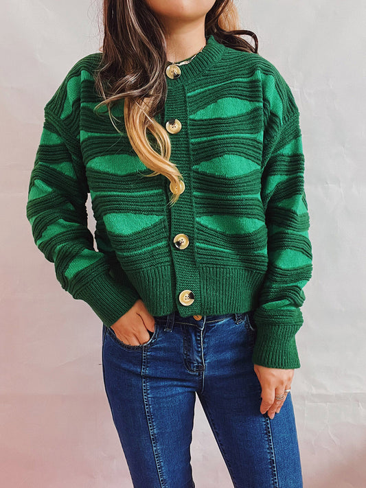 Color Block Button Front Cardigan-Angel Casuals