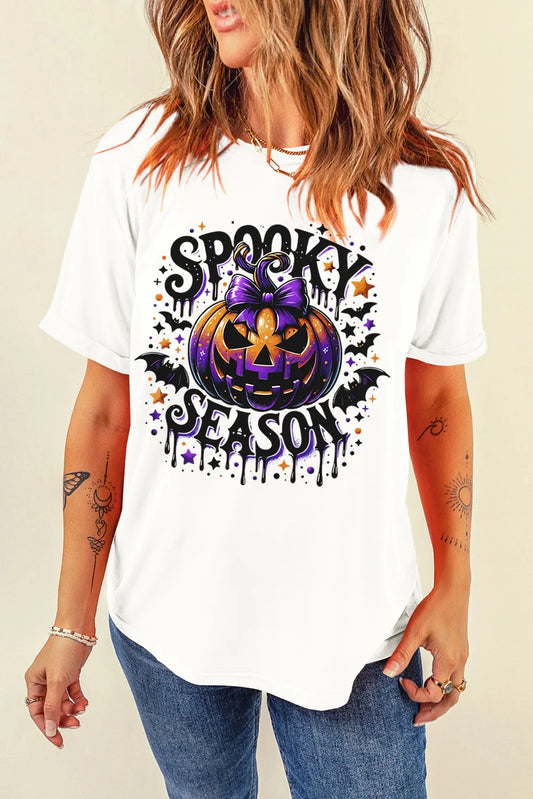Full Size Jack-O'-Lantern Graphic Round Neck Short Sleeve T-Shirt-Angel Casuals